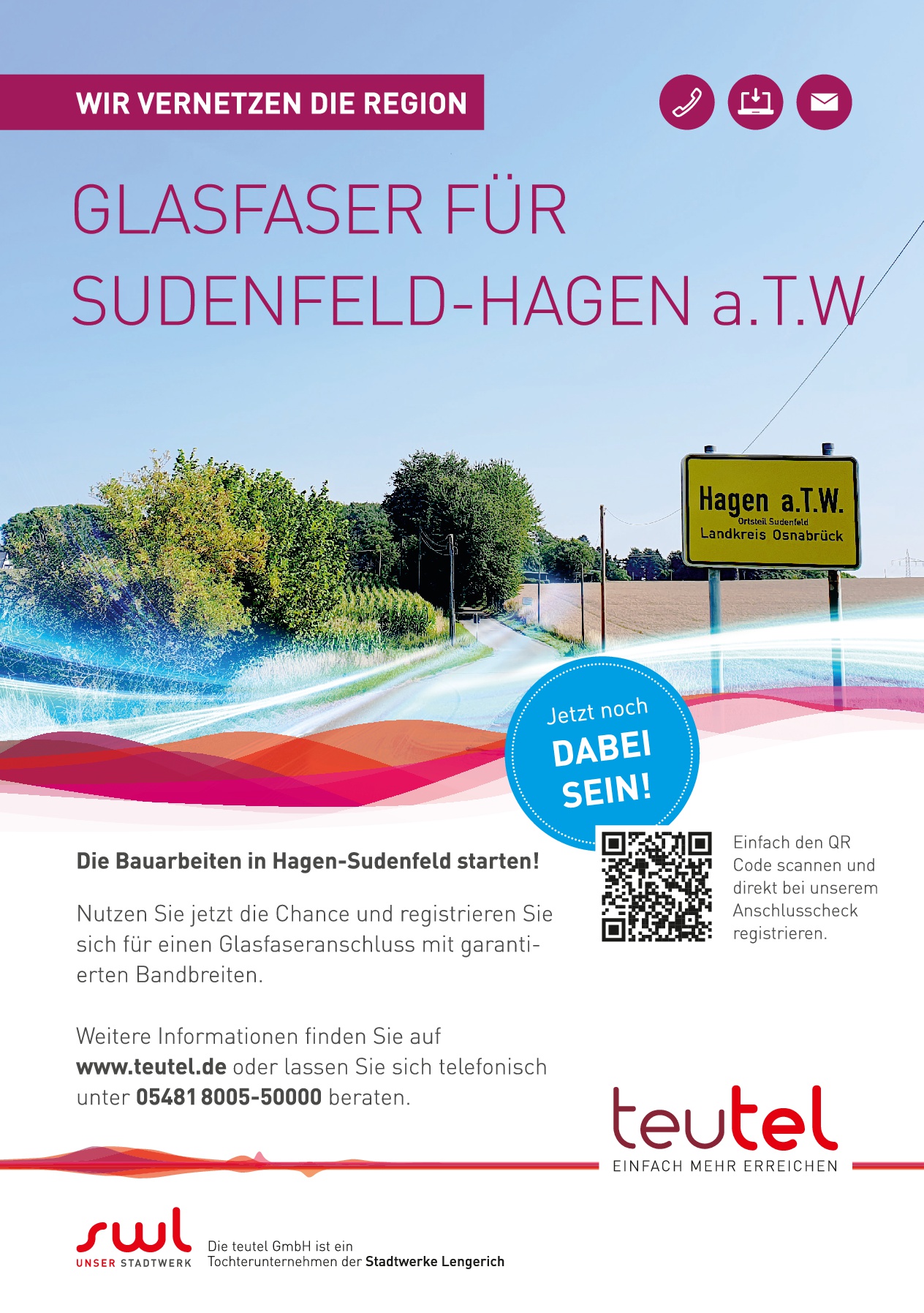 TEU 0258 21 Anzeige Glasfaser für Hagen Sudenfeld 210x300mm X3